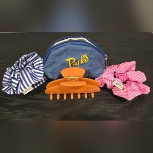 New Parke Hair Claw/scrunchie Bundle With Parke Pouch